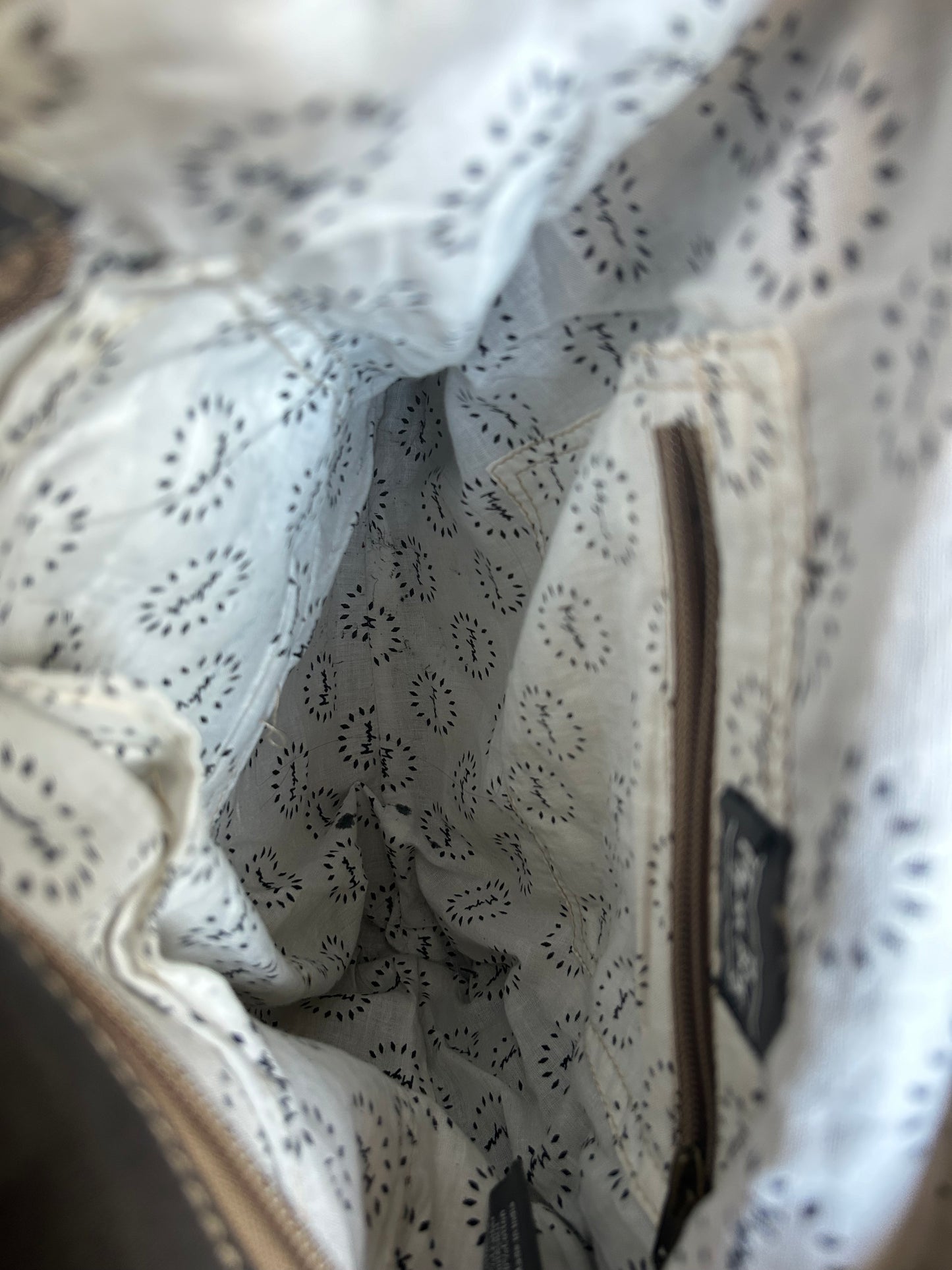 Myra Chevron Patterned Backpack with Cowhide Flap