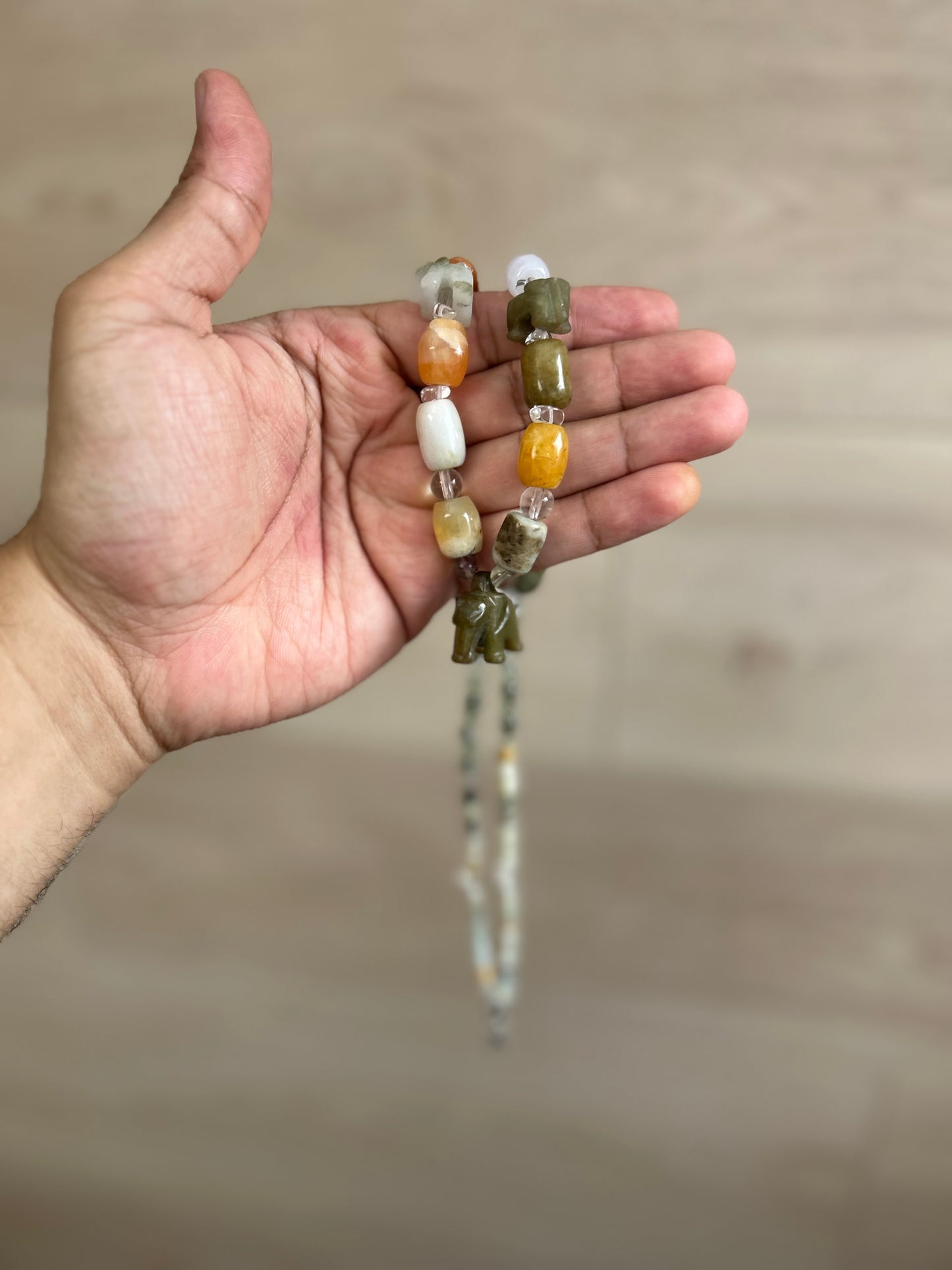 Hand Crafted Jade Necklace with Multi Gemstones