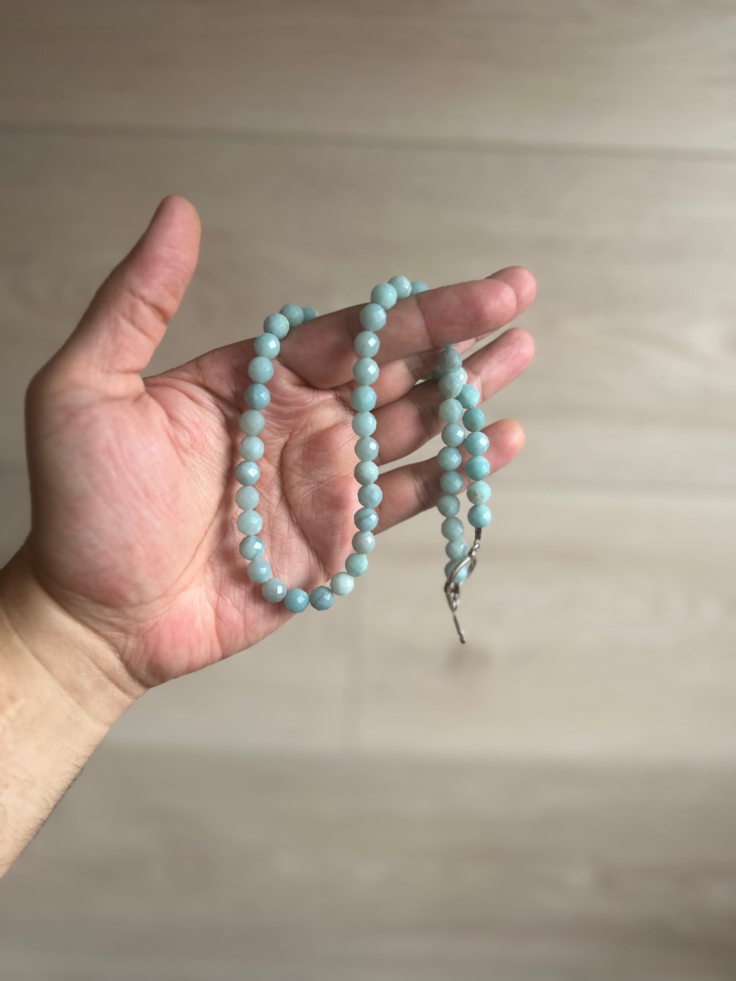 Larimar Faceted Beaded Necklace, 19”