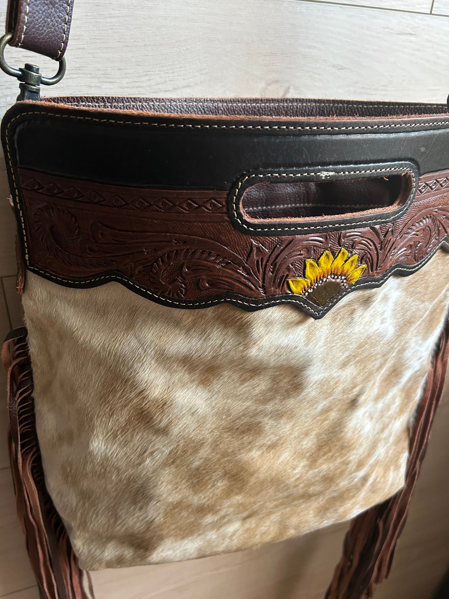 Myra Upcycled Cowhide Leather Shoulder Bag