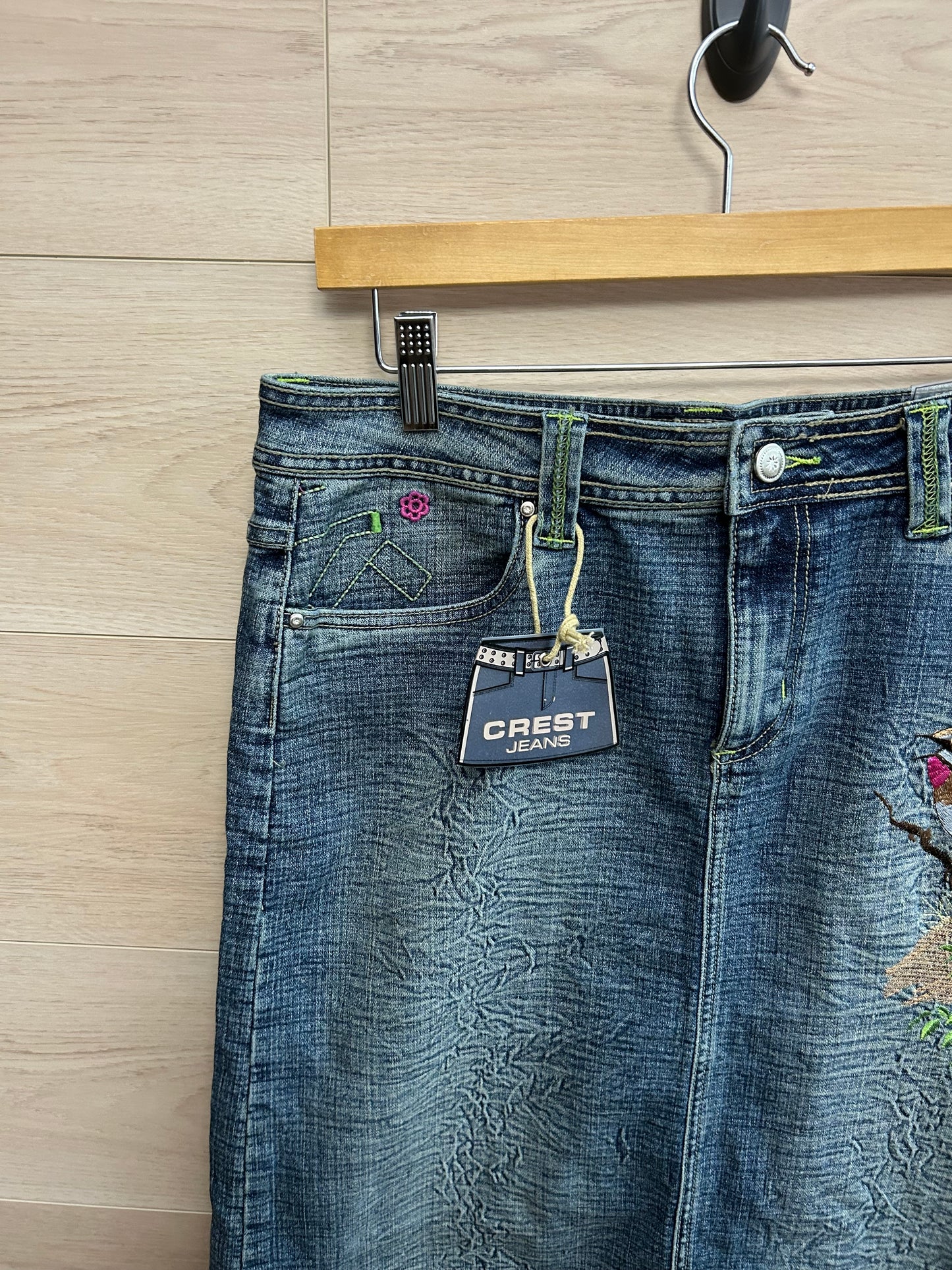 Crest Jeans Women Vintage Blue Denim Skirt Size XL, 15/16