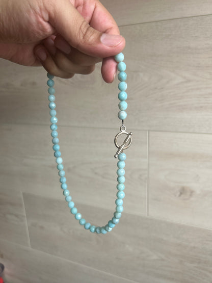 Larimar Faceted Beaded Necklace, 19”