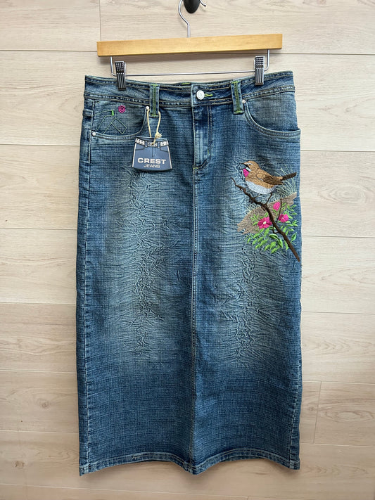 Crest Jeans Women Vintage Blue Denim Skirt Size XL, 15/16