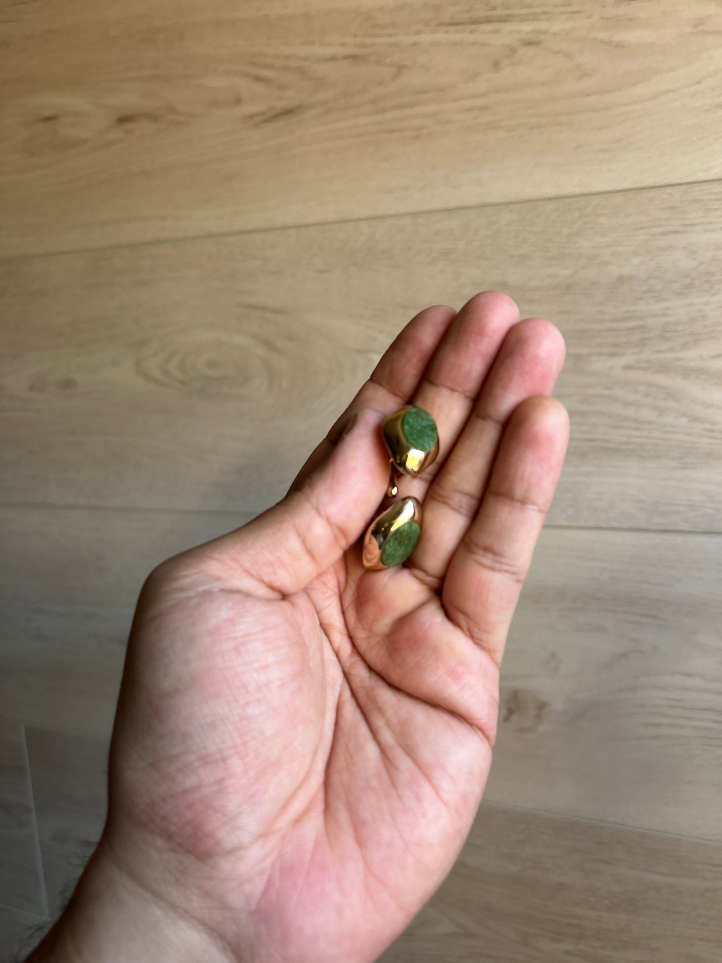 Vintage Cabochon Jade Gold Toned Cufflinks