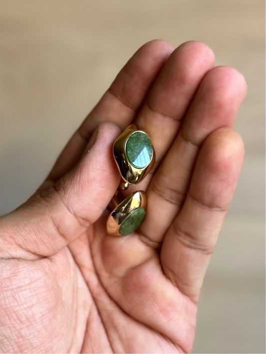 Vintage Cabochon Jade Gold Toned Cufflinks