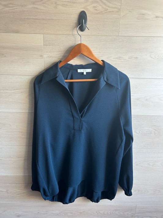 Tibi Savanna Collared Easy-Fit Crepe Polo Top