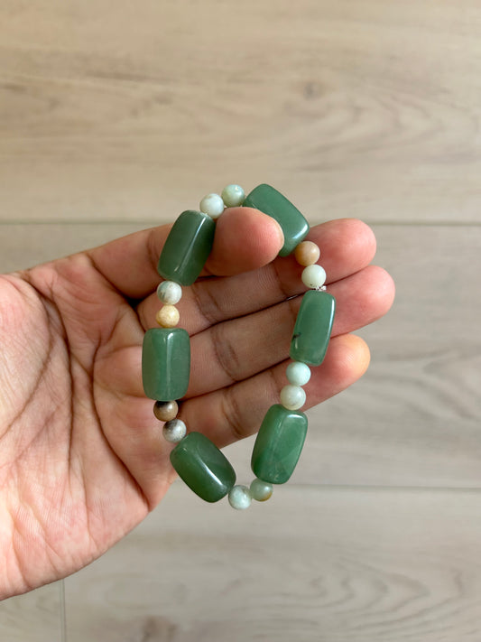 Green Aventurine and Amazonite Stretch Bracelet
