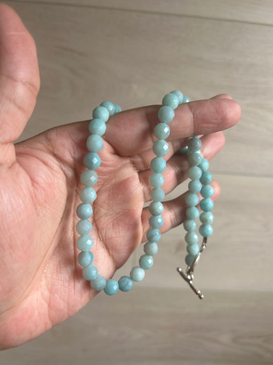 Larimar Faceted Beaded Necklace, 19”