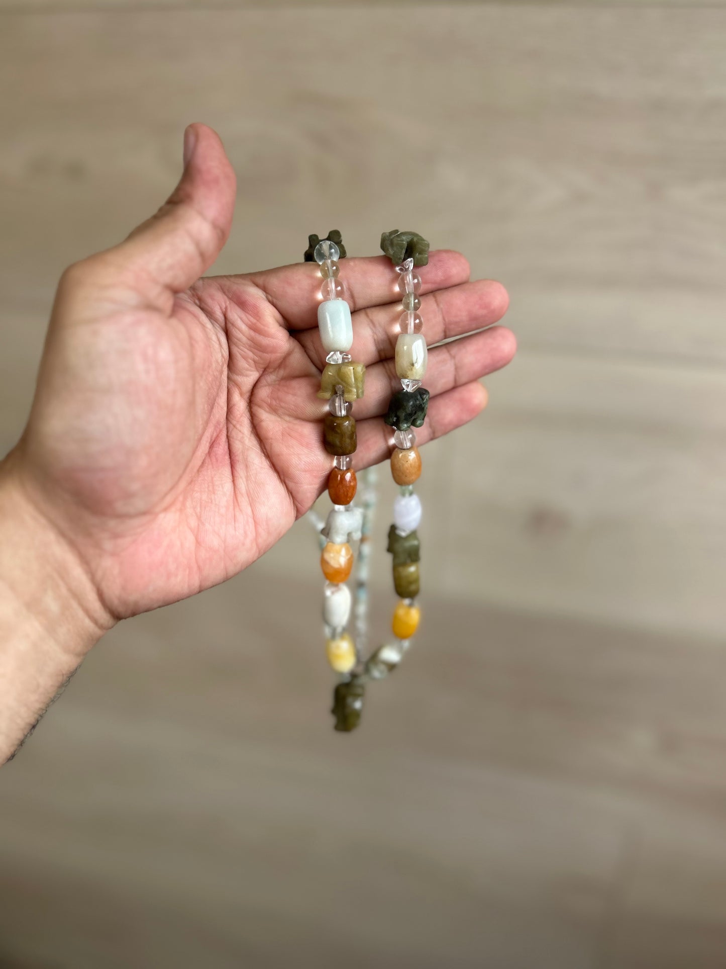 Hand Crafted Jade Necklace with Multi Gemstones