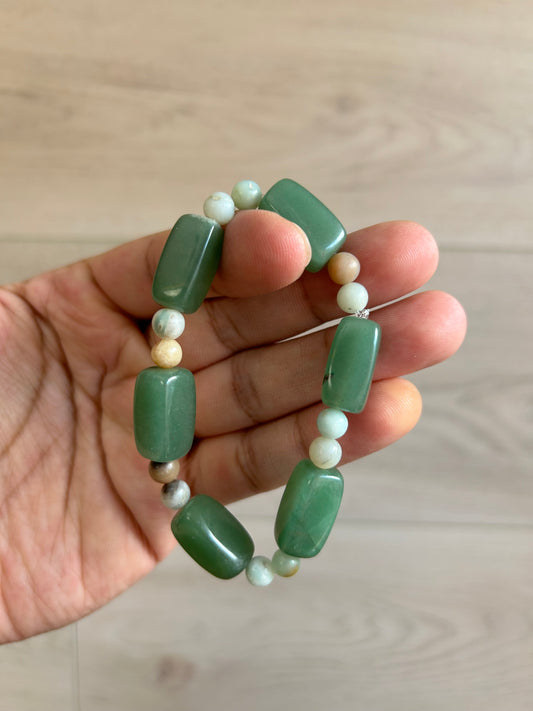 Green Aventurine and Amazonite Stretch Bracelet