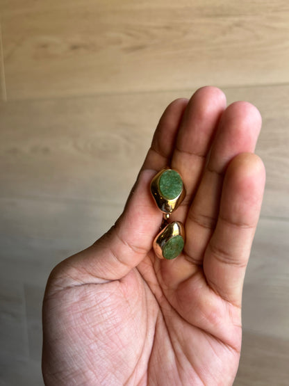 Vintage Cabochon Jade Gold Toned Cufflinks