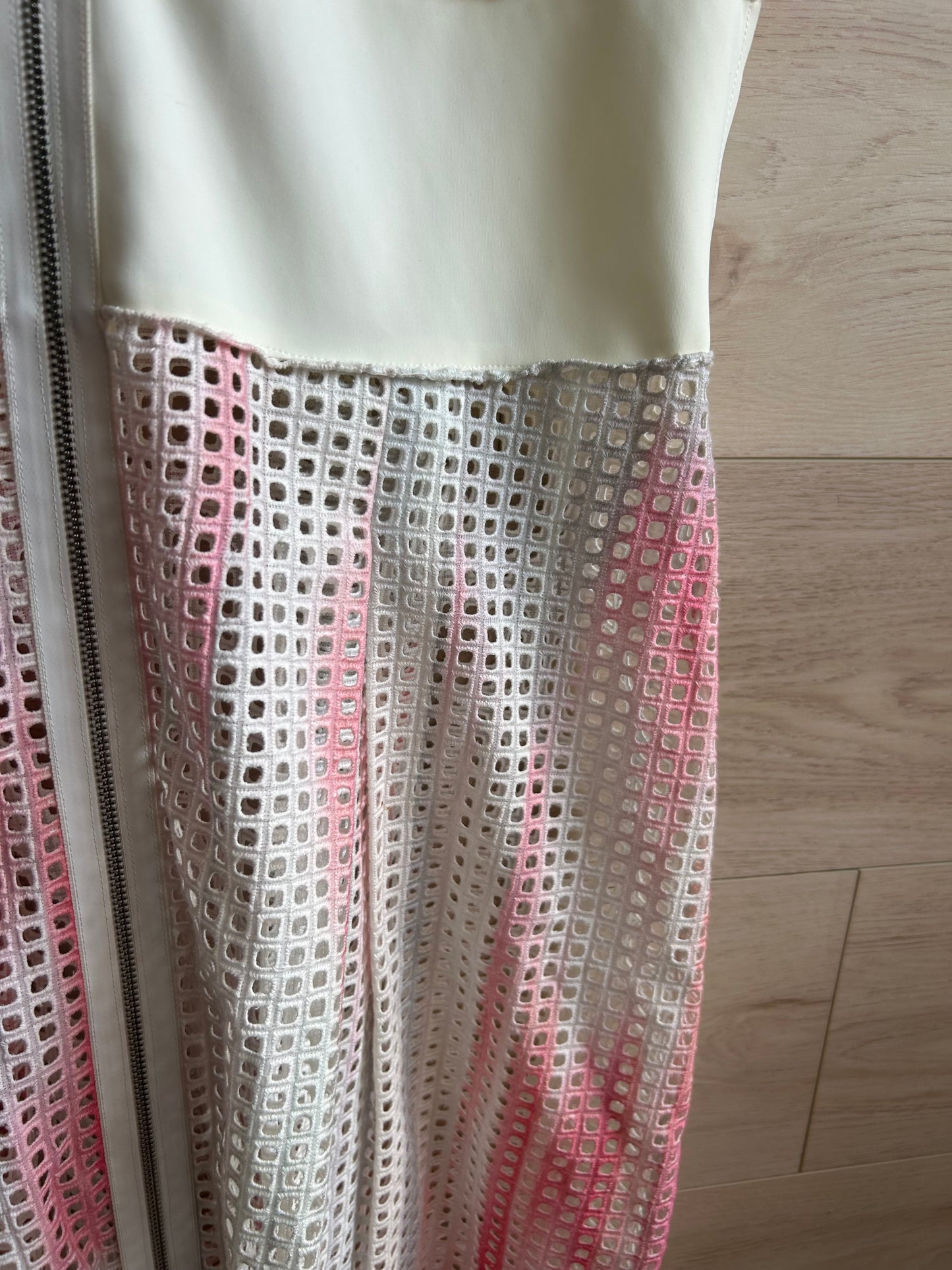 Elie Tahari Pink White Emma Perforated A Line Dress Size 10