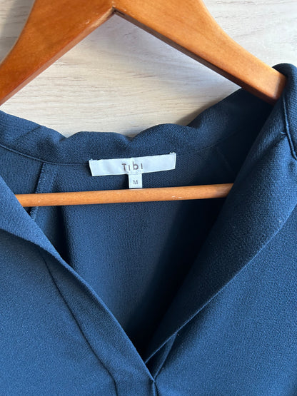 Tibi Savanna Collared Easy-Fit Crepe Polo Top