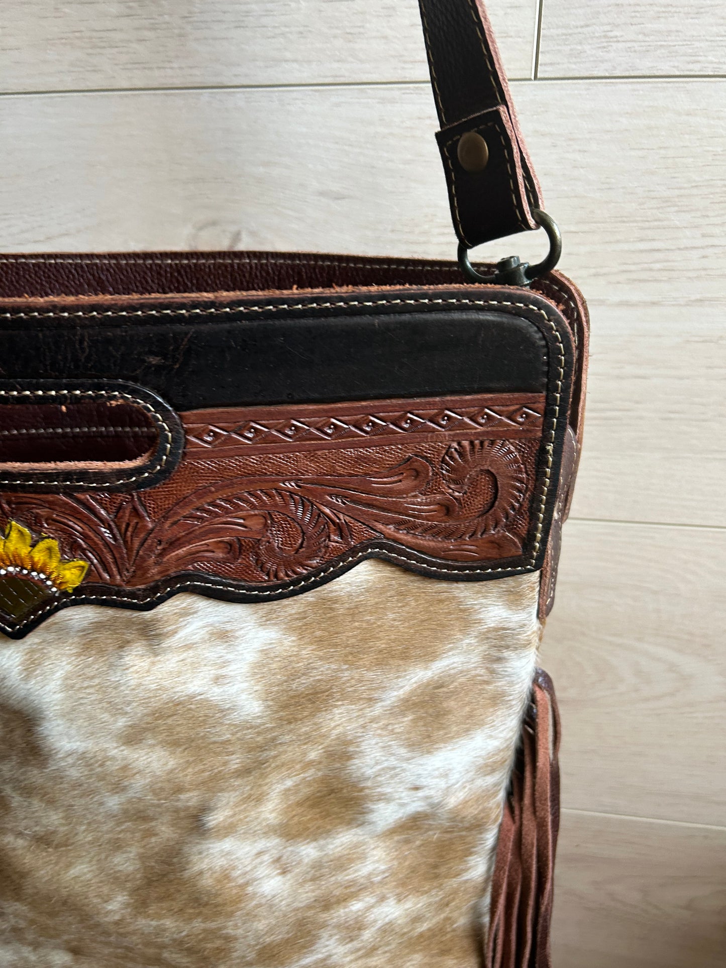 Myra Upcycled Cowhide Leather Shoulder Bag