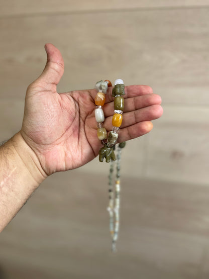 Hand Crafted Jade Necklace with Multi Gemstones