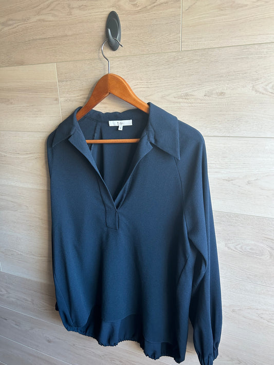 Tibi Savanna Collared Easy-Fit Crepe Polo Top
