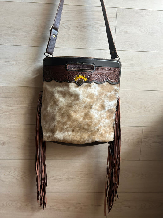 Myra Upcycled Cowhide Leather Shoulder Bag