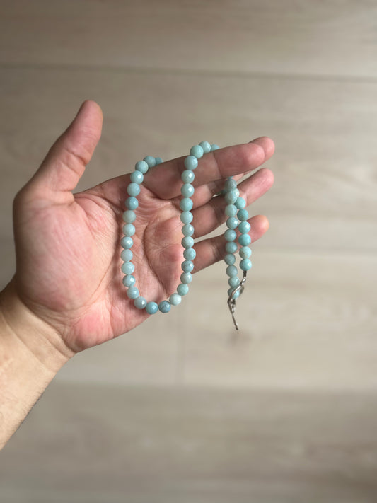 Larimar Faceted Beaded Necklace, 19”
