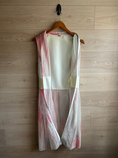 Elie Tahari Pink White Emma Perforated A Line Dress Size 10