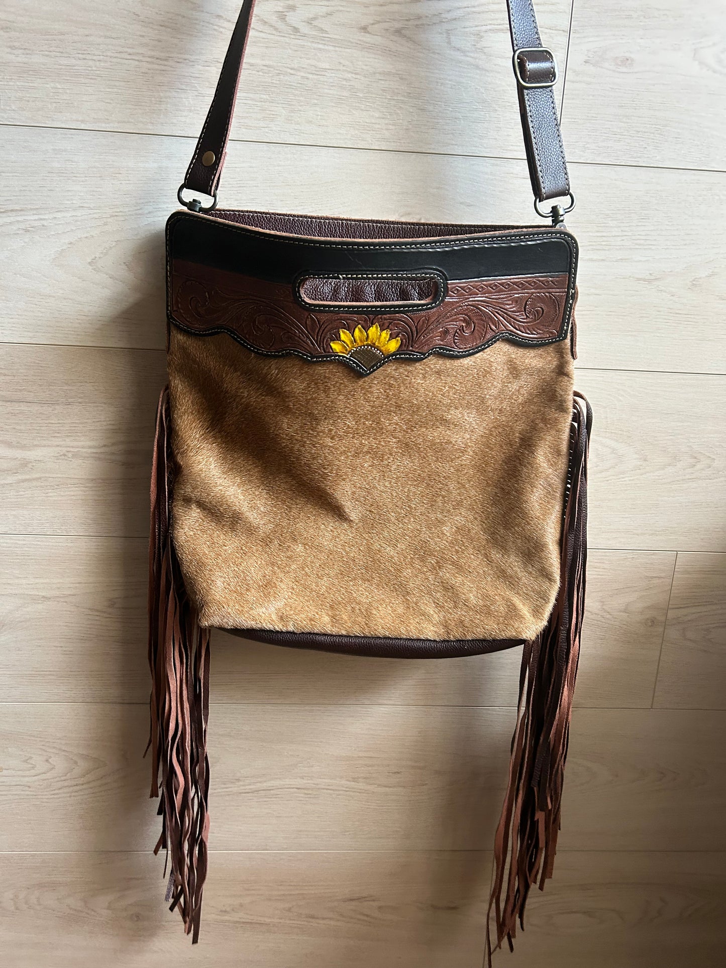 Myra Upcycled Cowhide Leather Shoulder Bag