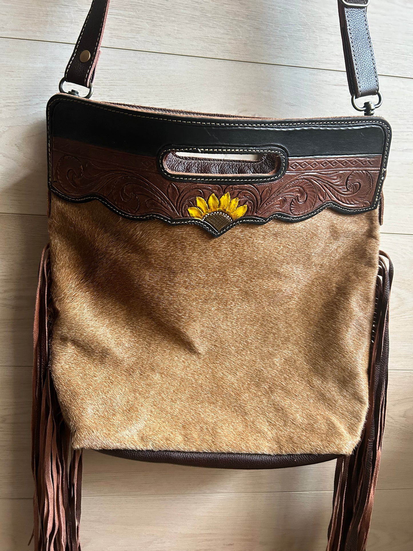Myra Upcycled Cowhide Leather Shoulder Bag