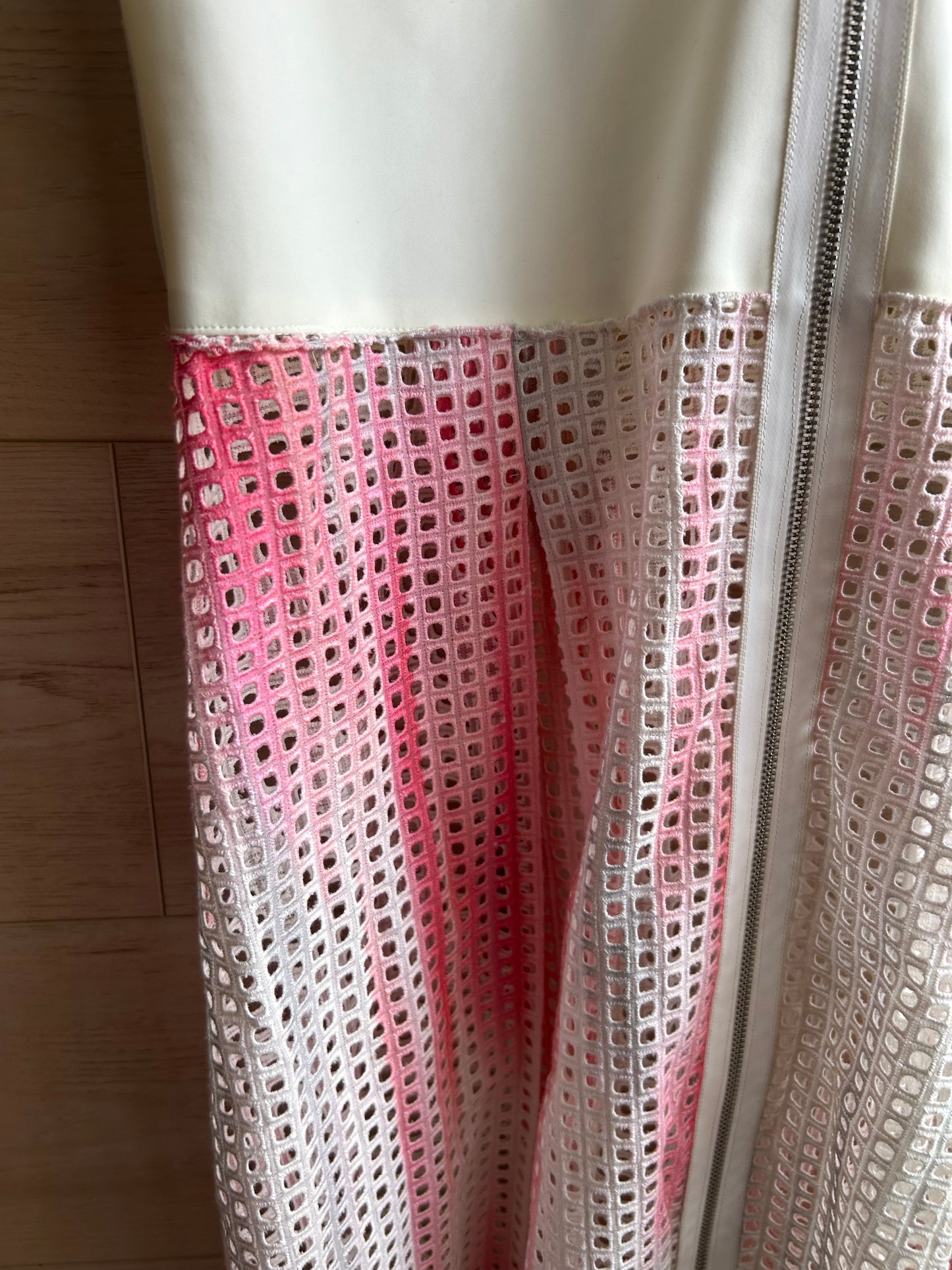 Elie Tahari Pink White Emma Perforated A Line Dress Size 10
