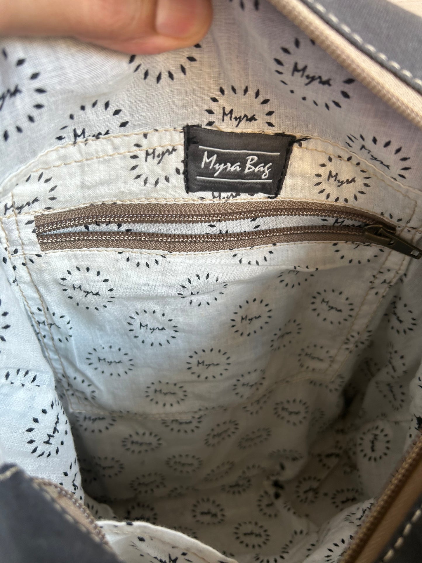 Myra Chevron Patterned Backpack with Cowhide Flap