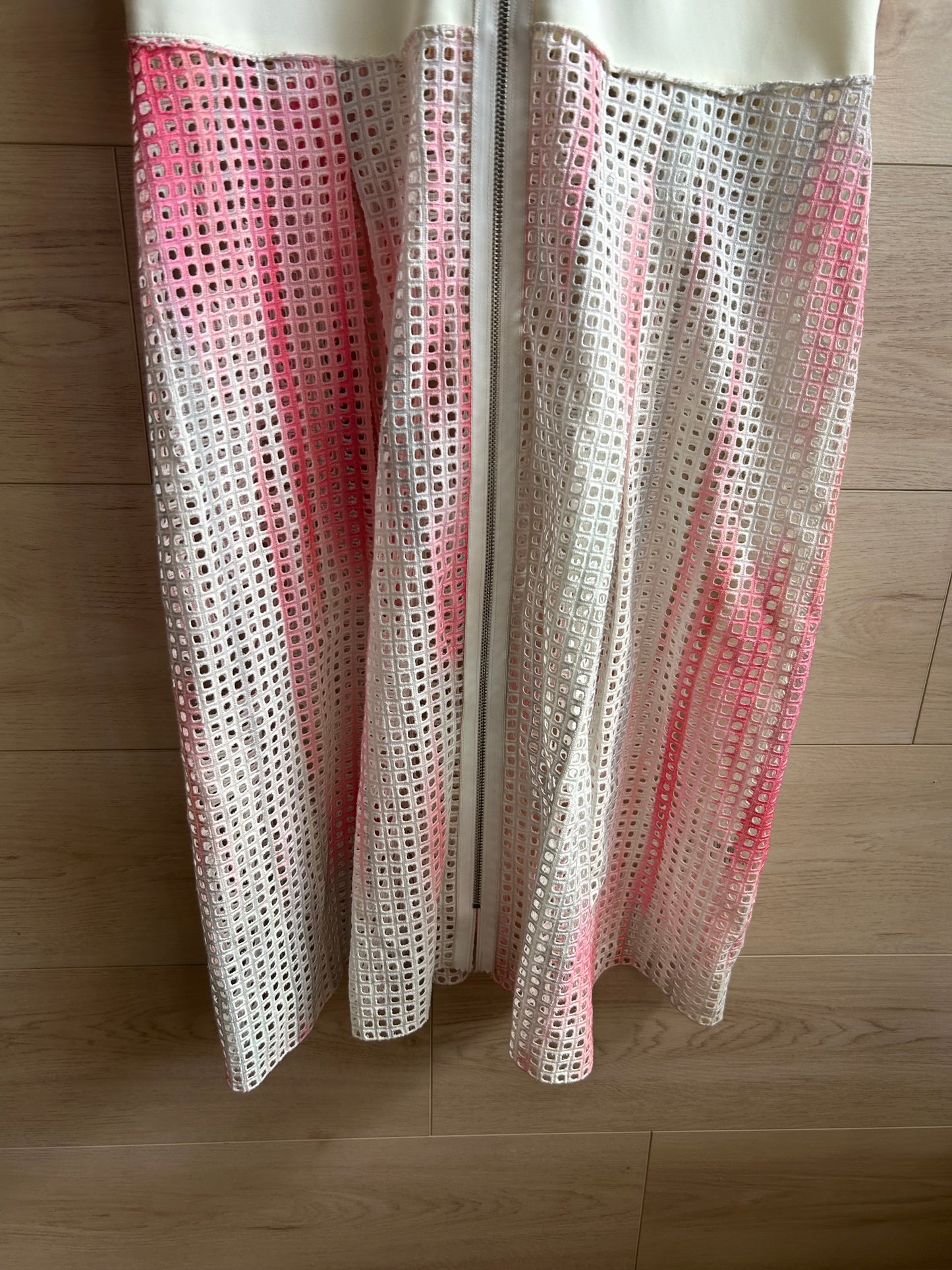 Elie Tahari Pink White Emma Perforated A Line Dress Size 10