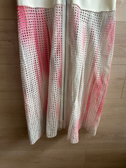 Elie Tahari Pink White Emma Perforated A Line Dress Size 10