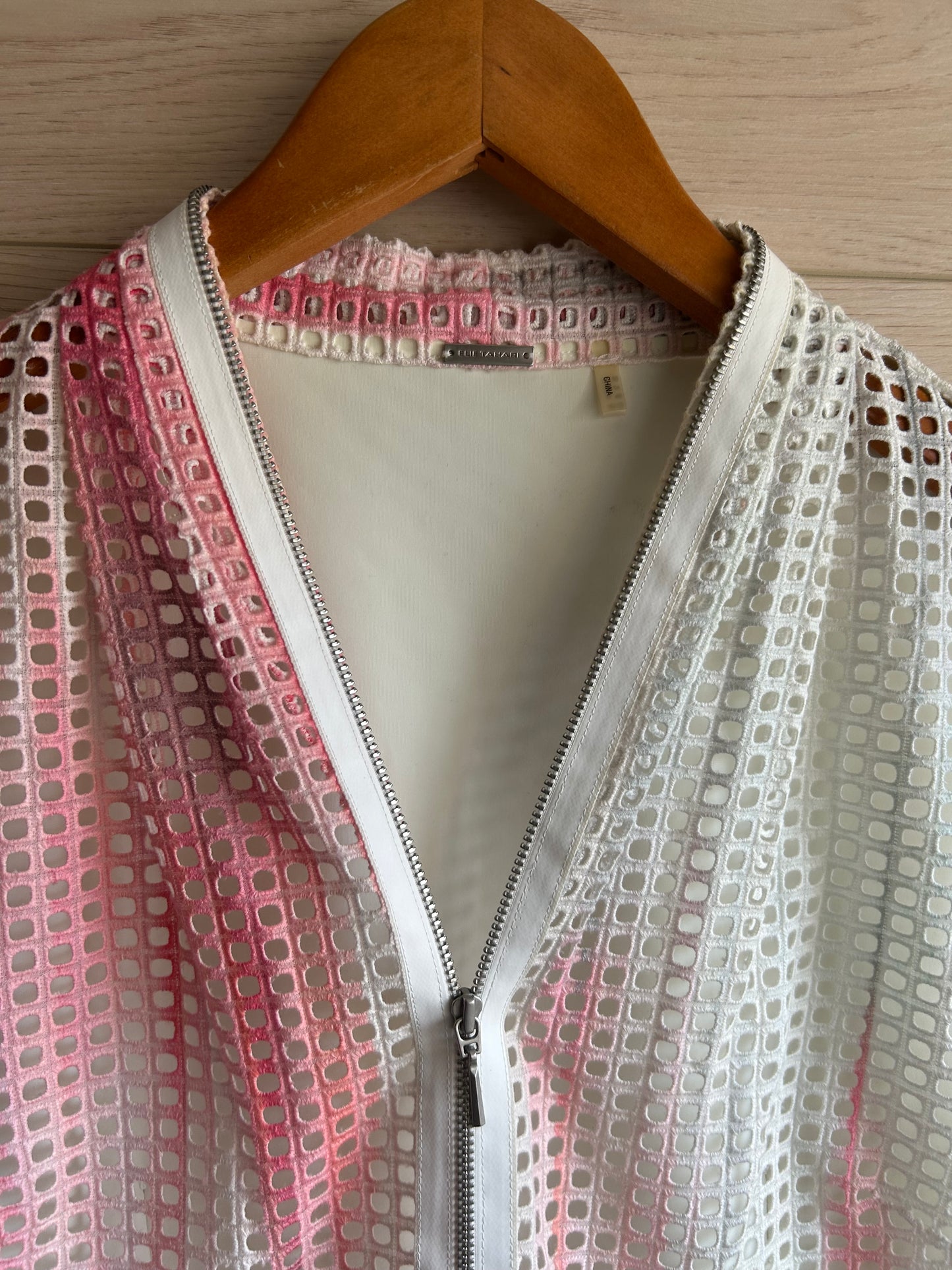 Elie Tahari Pink White Emma Perforated A Line Dress Size 10