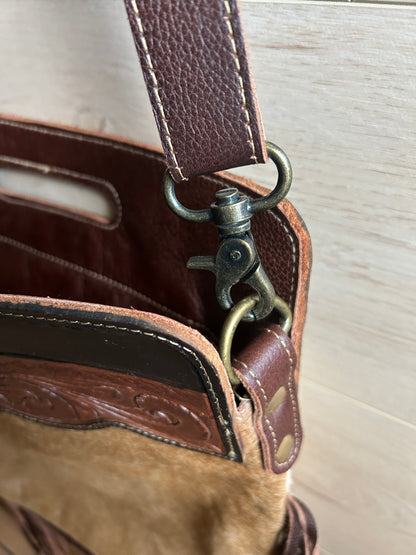 Myra Upcycled Cowhide Leather Shoulder Bag