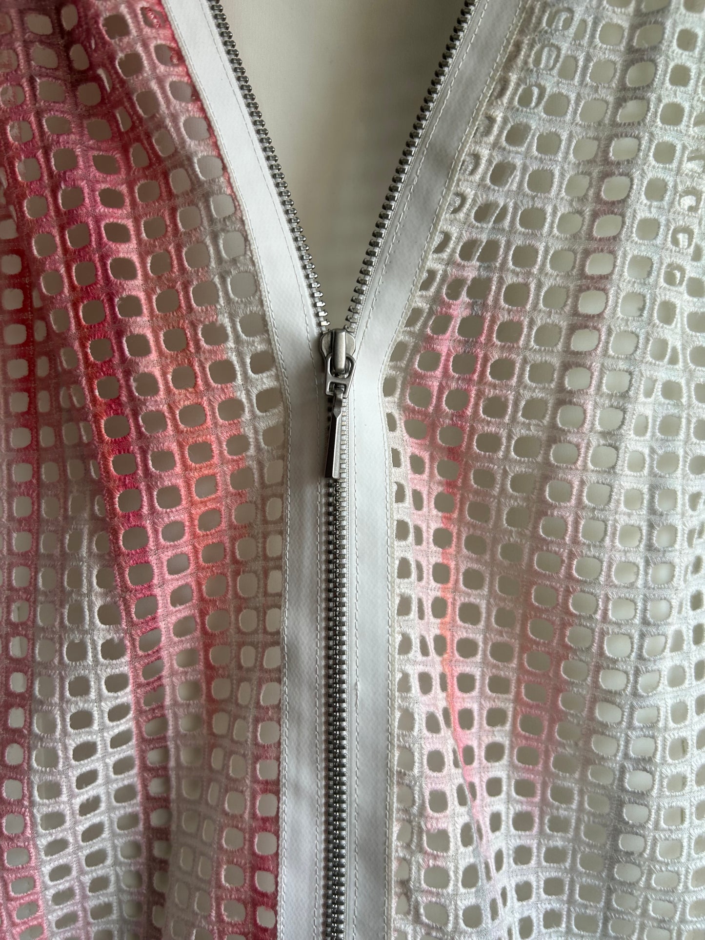 Elie Tahari Pink White Emma Perforated A Line Dress Size 10